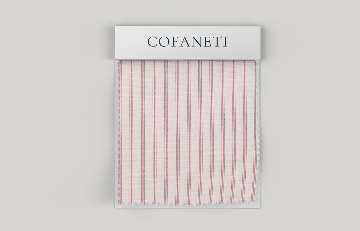 Burgundy Stripe Natural Fabric